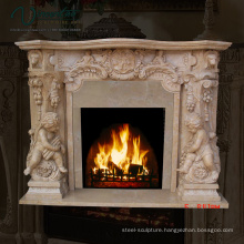 2018 New Marble Fireplace Mantel White Cherub